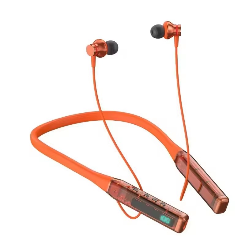 S-06 Transparent Wireless Earphones Magnet Neckband Headphones Sports Earphone Digital Display for Gaming Sport Stereo Headset