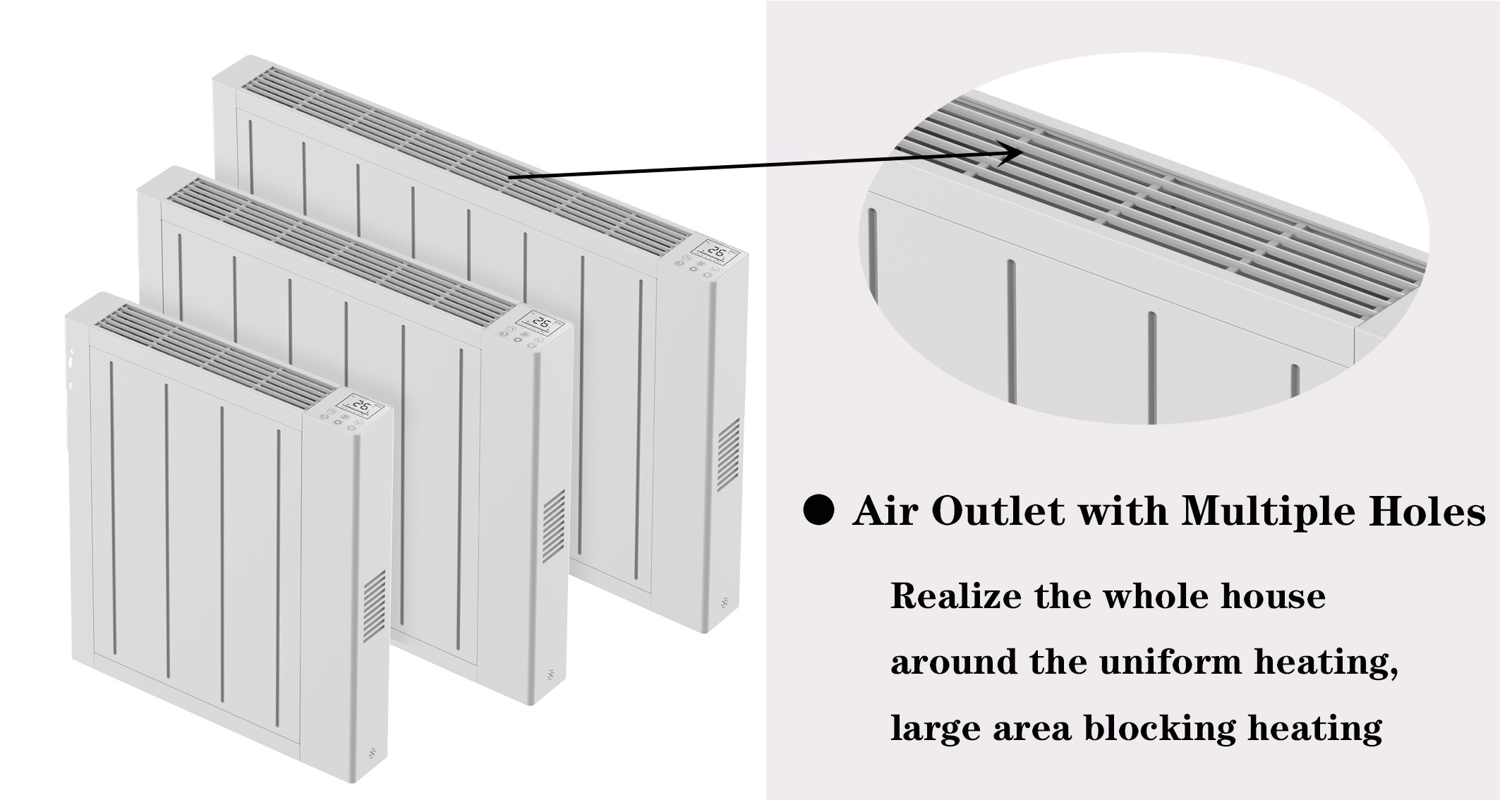 1000W 1500W 2000W Reliable Wall-mounted Electric Economic Heater Ceramic Coating Home Electric Heater detail