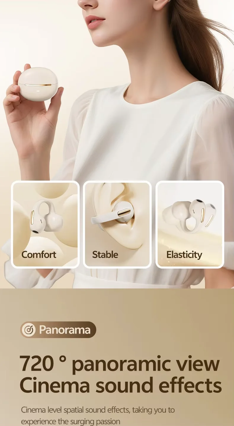 Best Seller M136 Open Ear Clip Earbuds 5.3 Bluetooth Sports Headphones HD Call Noise Cancelling LED Display Audifonos Bluetooth detail
