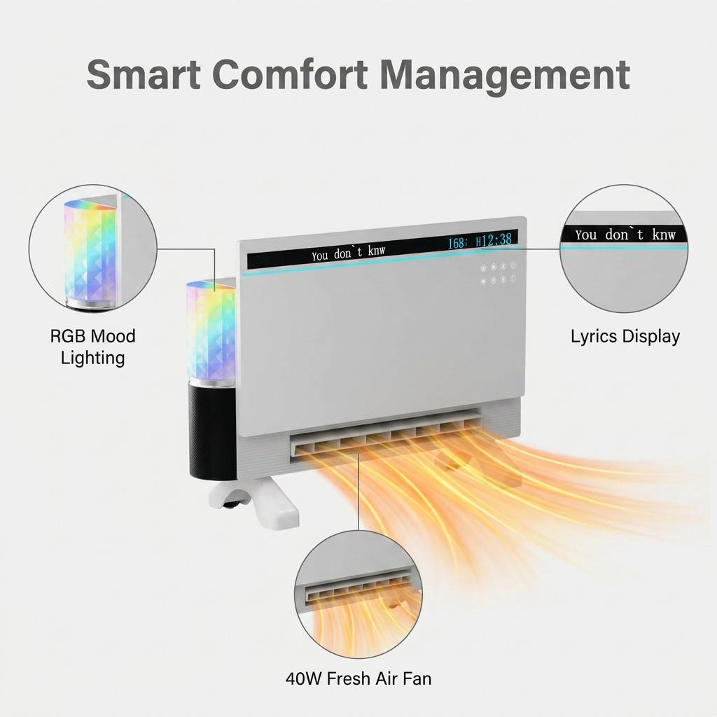 Compact Portable Heater Dual Mounting Ways With Circulation Fan Multi Smart Functions for Bedroom Indoor Heating product view