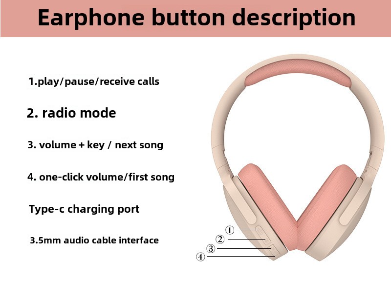 All-Inclusive Wireless Bass Long Life Head-Mounted Bluetooth Direct Sales Cross-Border Popular LED Headphones detail