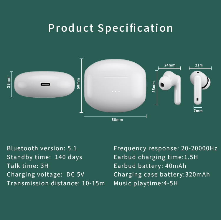 2022 A40 Tws Active Noise Canceling Wireless Earphone Noise Reduction Headset In-ear Headphone ANC ENC Earbuds detail