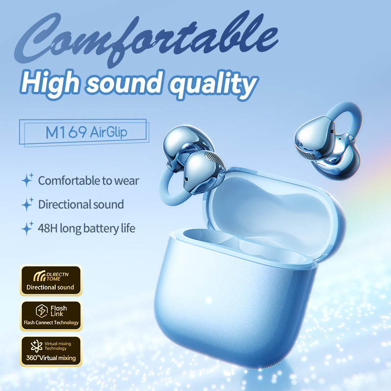 M169 Earbuds Earphone Headphone Hot-Selling Ear Clip Wireless for 6.0 Headset Voice Gesture Control Ultra-long Battery Life High product view