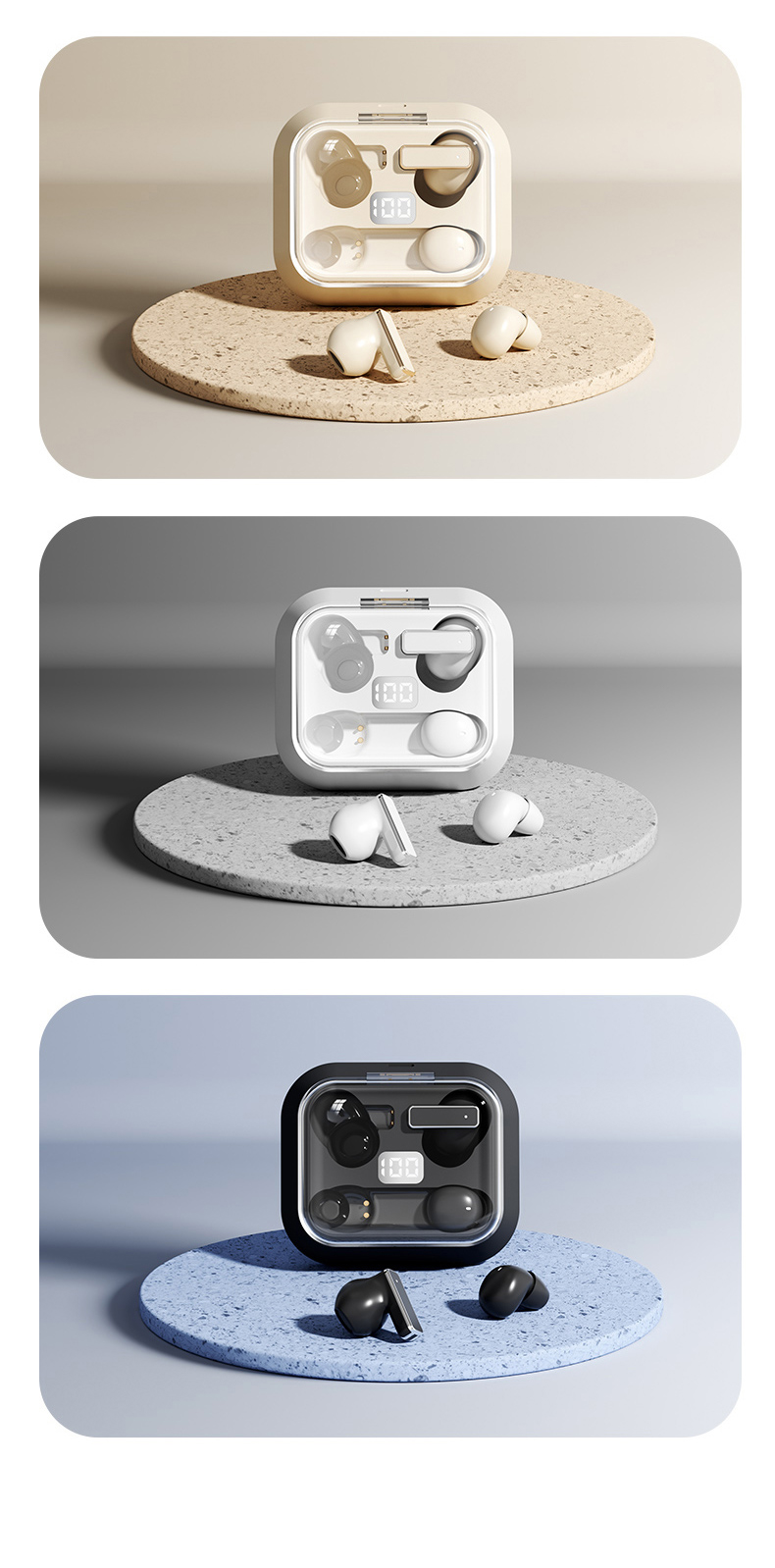 Customizable Y42 2-in-1 Couple Design Wireless Earphones, Digital Display Earbuds, Comfort Fit for Side Sleeping & Daily Sharing detail