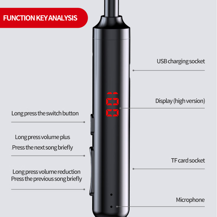 S960 Radio Wireless Earphone Neck Band Stereo Noise Reduction IPX-7 Waterproof Running Sports Earbuds with Microphone Neckband detail