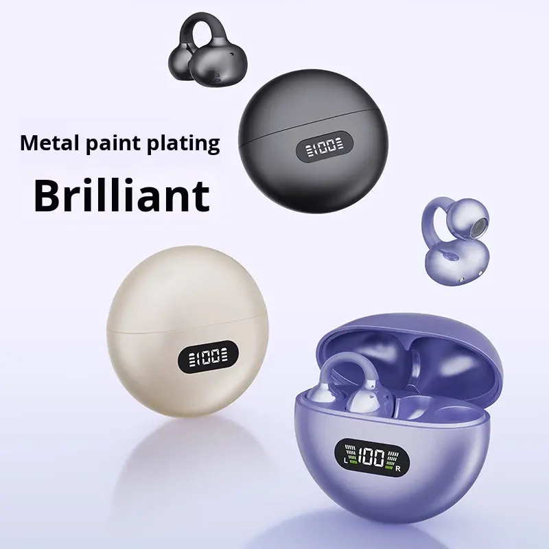 True Wireless Earbuds Earphone With Ear Clip BT V5.4 Long Lasting Battery AI Intelligent Noise Cancellation for Phone PC Laptop detail