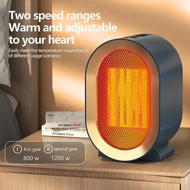 Electric Heater Fan 1200W PTC Heating Element Desktop Office Use Energy Efficient Black product view