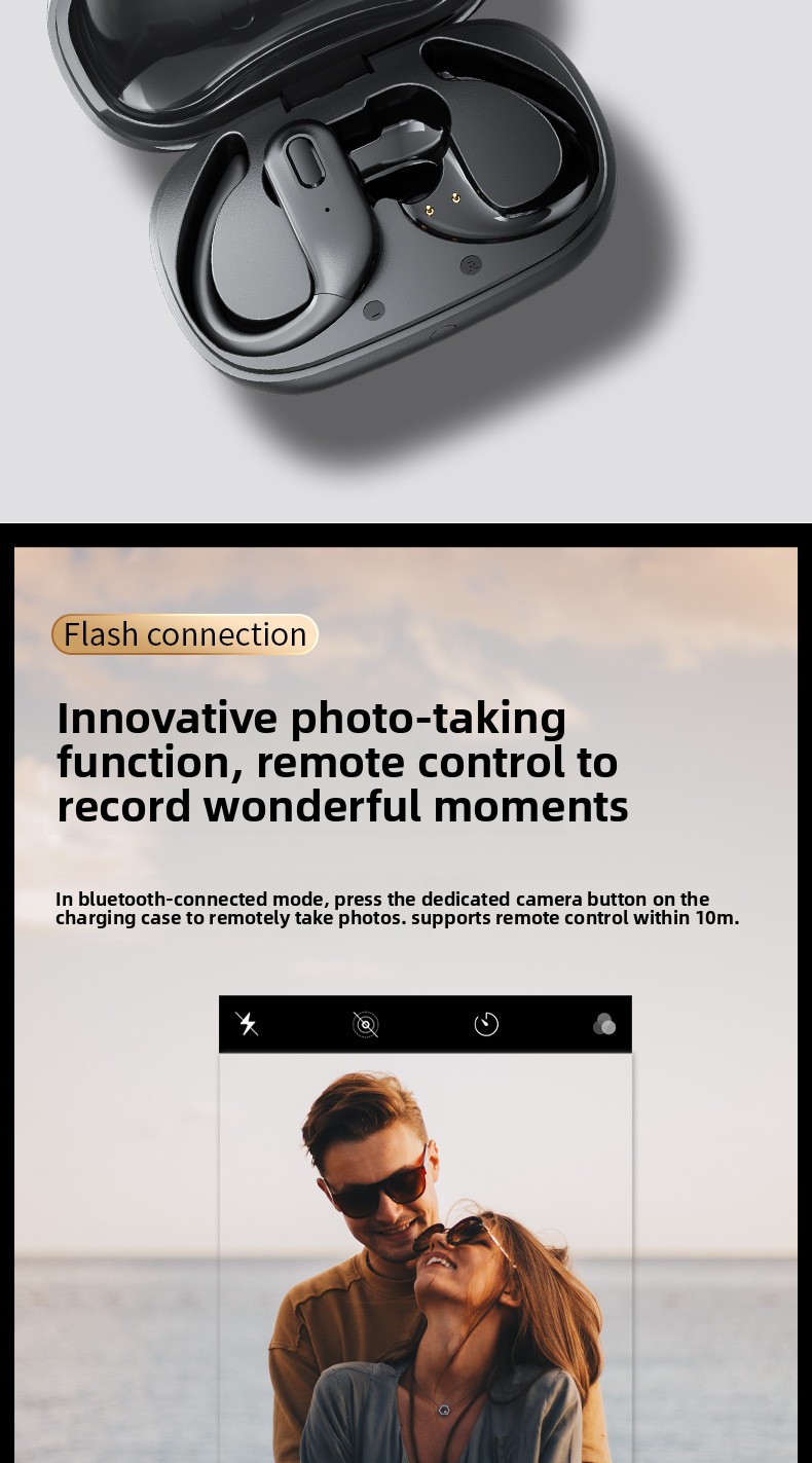 Sports  Headphones - High-Quality Noise-Canceling Multi-functional Long-Range Wireless Earphones with Touch Screen detail