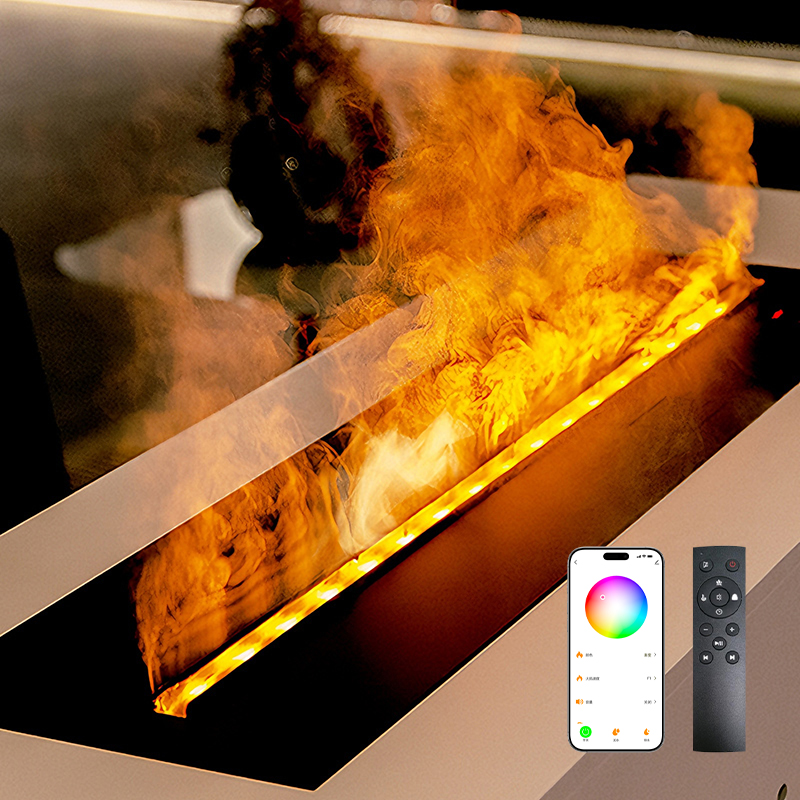 CE Certified Misting Fireplace Heater, Smart Remote, Dancing Flame, Humidifier for Modern Home Decor product view