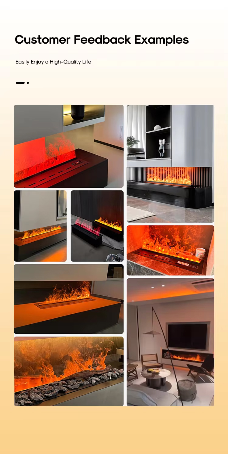 CE Certified Misting Fireplace Heater, Smart Remote, Dancing Flame, Humidifier for Modern Home Decor detail