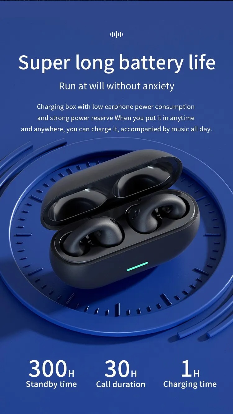 Clip-on  Earphones T75 TWS Earbuds Noise-Canceling Bone Conduction Earphones Wireless Sport Earbuds for Smart Phones detail
