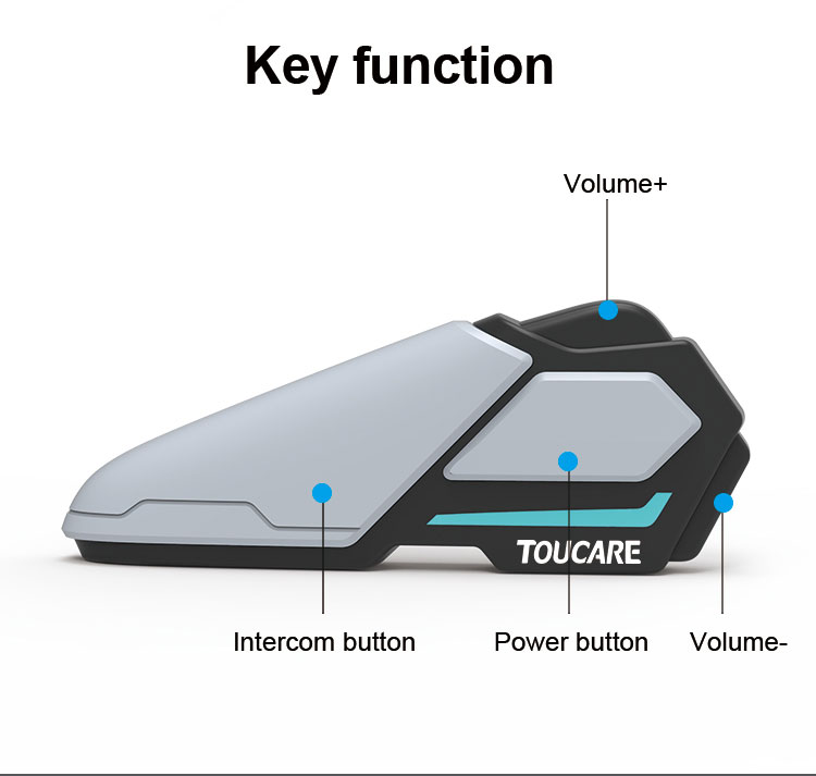 TOUCARE T10 Motorcycle Intercom Bluetooth Earphones With Heavy Bass Waterproof Noise Reduction Team Riding Intercom