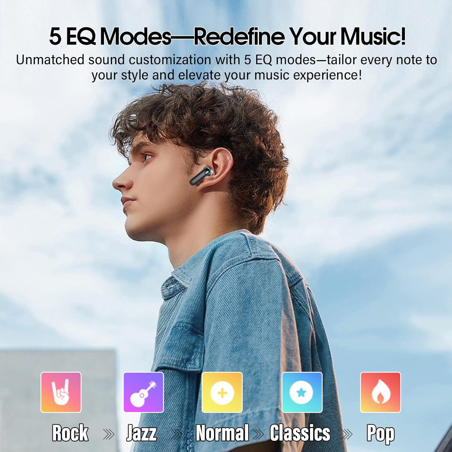 HE-076D Wireless Earbuds Bluetooth 5.4 Headphones Multi Function Touch Screen Tws Earbuds with 4 Mic Noise Cancelling Ear Buds detail
