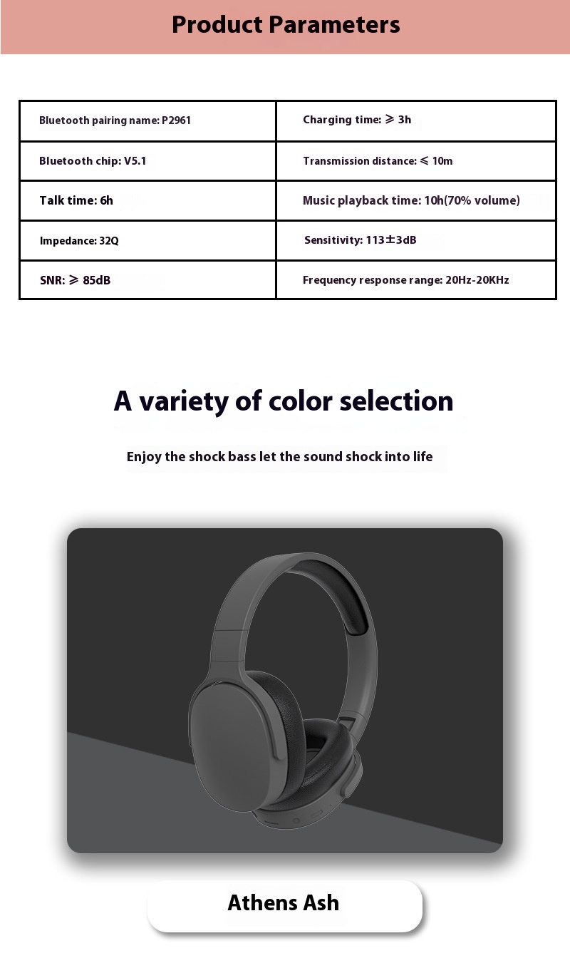 All-Inclusive Wireless Bass Long Life Head-Mounted Bluetooth Direct Sales Cross-Border Popular LED Headphones detail