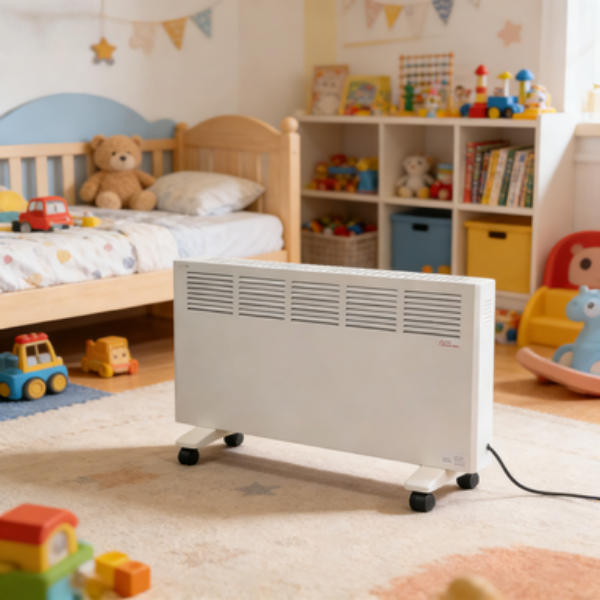 Factory Price 2000W Electric Convection Heater Portable Baseboard Space Heater with Caster Wheels for Household Heating detail