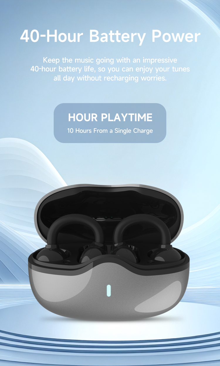 C01 Wireless Open Ear Sports Earbuds with Charging Case IPX4 Waterproof Built-in Mic Clip-On Earphones for Fitness Running detail