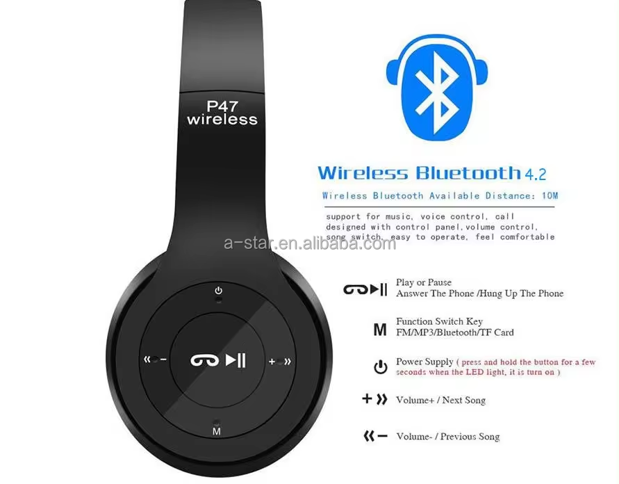 P47 Bt5.0 Wireless Headphones Headset Over Ear TWS Ecouteurs Fones De Ouvido Earphone Casque Audifonos Inalambricos Auriculares detail