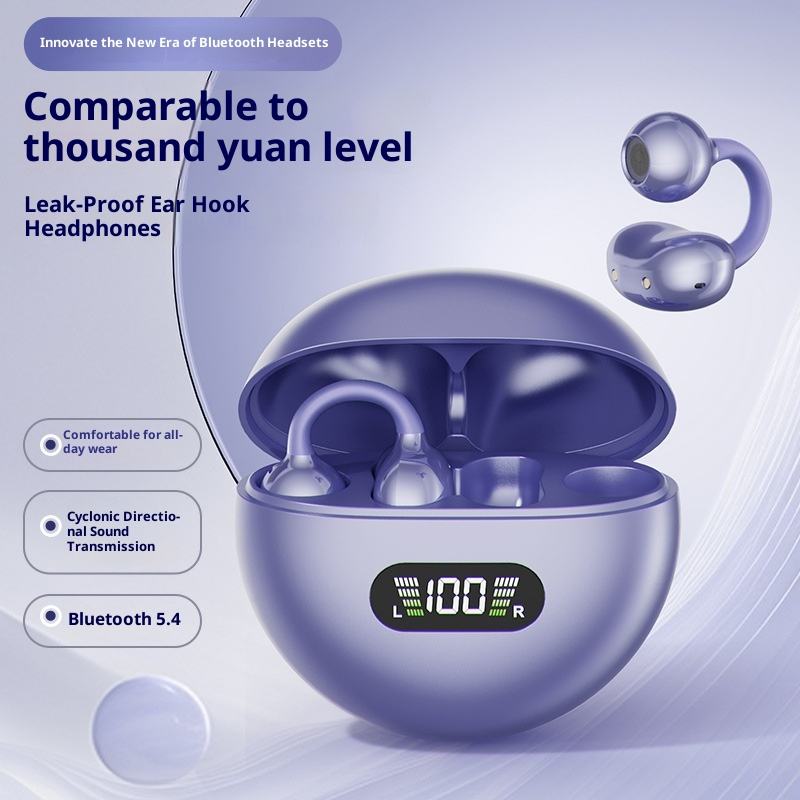 True Wireless Earbuds Earphone With Ear Clip BT V5.4 Long Lasting Battery AI Intelligent Noise Cancellation for Phone PC Laptop detail