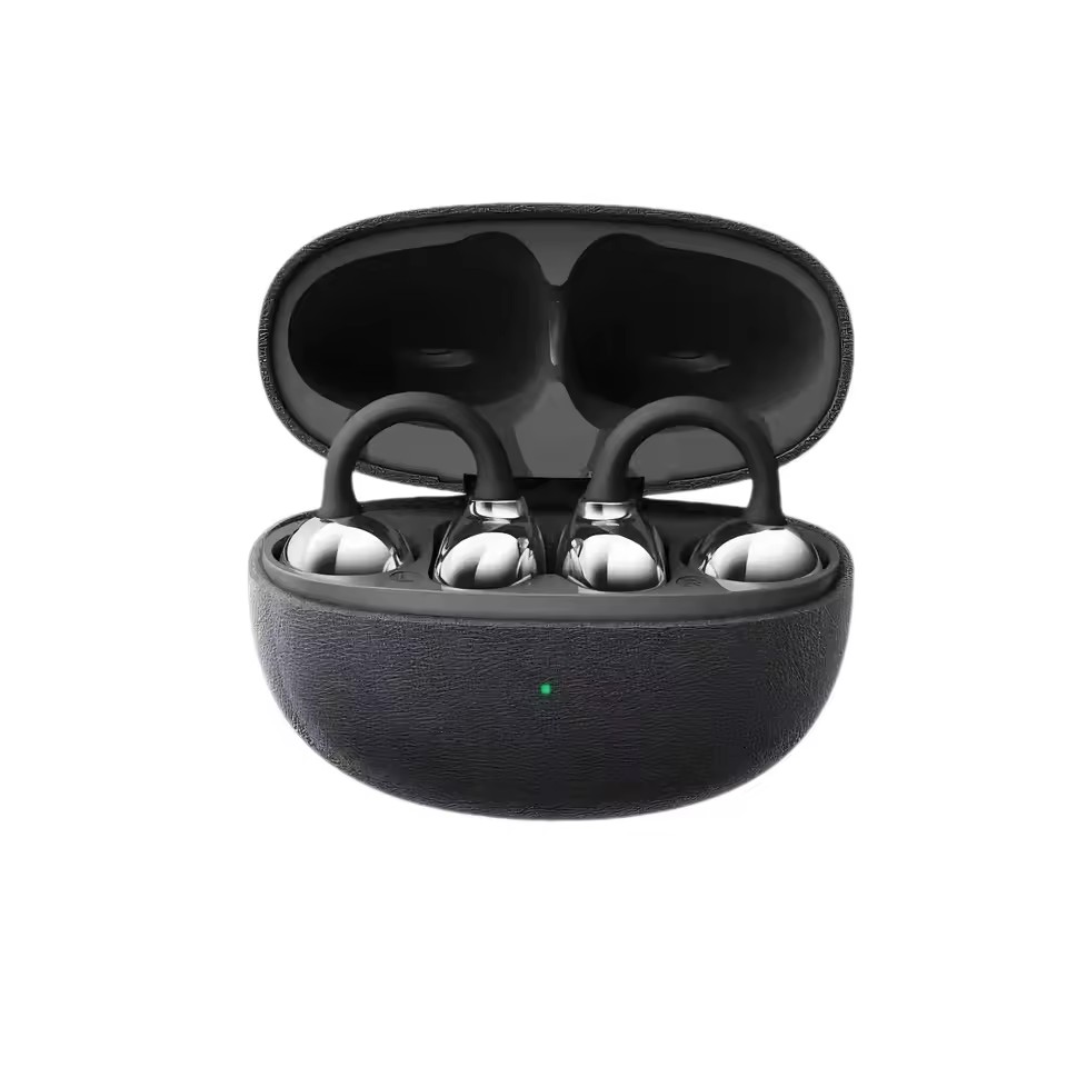 Leather Texture Wireless Earphones & Headphones with Open-World Sports 6.0 Ergonomic Ear-clip Design Big Battery TWS Earbuds