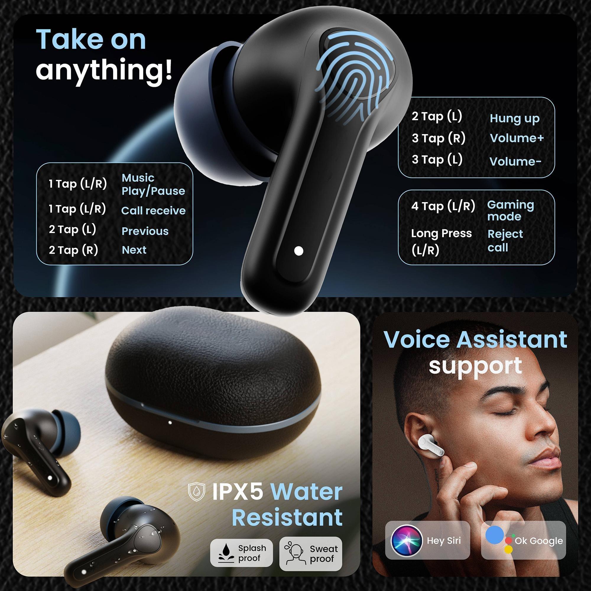 TWS Gaming Earbuds, BT 5.3 Earphones, HiFi Stereo Headphones, Low Latency with Mic, IPX7 Waterproof for Sports and Music product view