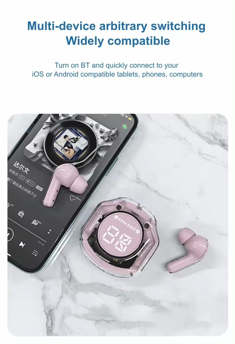 High Quality Transparent Crystal  Air39 Tws Ear Buds Earphones Auriculares Audifonos Wireless Headphone air 39 Earbuds Pods detail