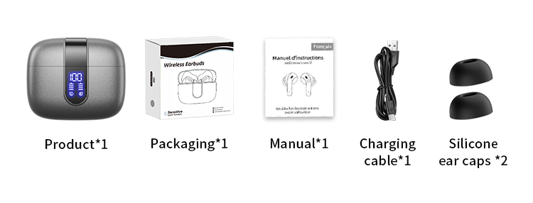 Hot-selling Noise-Canceling Wireless In-Ear Headphones with Digital Display Waterproof Sweatproof Long Battery Life BT Earphones detail