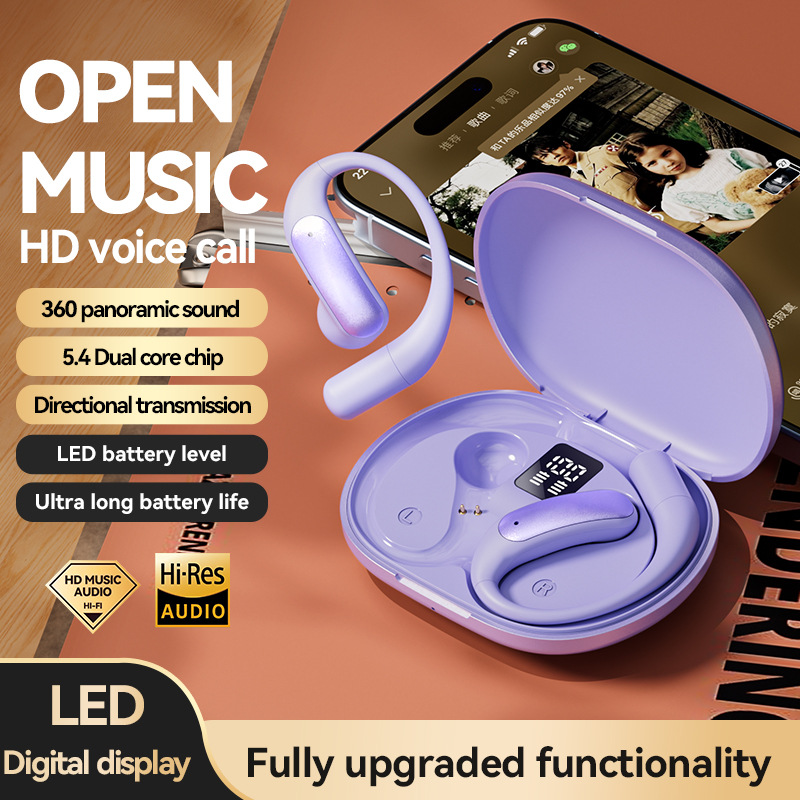 M127 Ows Wireless Earbuds BT 5.4 Open Stereo Sports Earphones LED ENC Noise Cancellation IPX5 Waterproof for Android/iOS/Windows product view