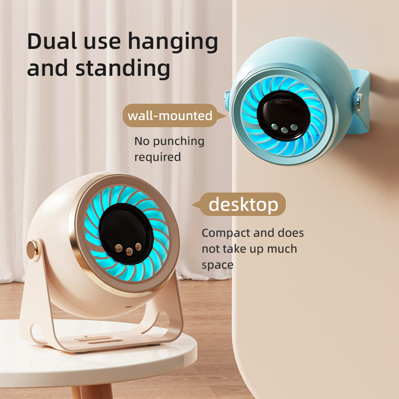 Wholesale Small Desktop Electric Fan Silent Plastic Turbine Circulation Wall Mount Charging Mini Portable Desk Air Cooling Fan product view