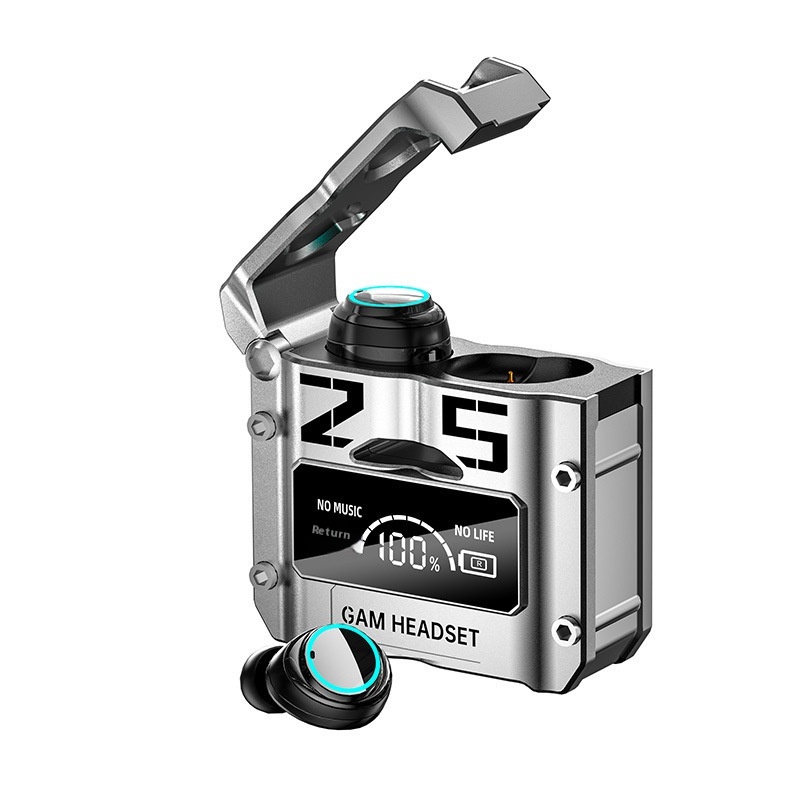 M25 Headset New Metal Mecha Style In-Ear Earphones With Low Power Digital Display Wireless for Esports Gaming