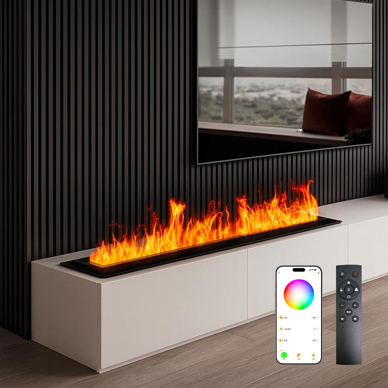 CE Certified Misting Fireplace Heater, Smart Remote, Dancing Flame, Humidifier for Modern Home Decor product view