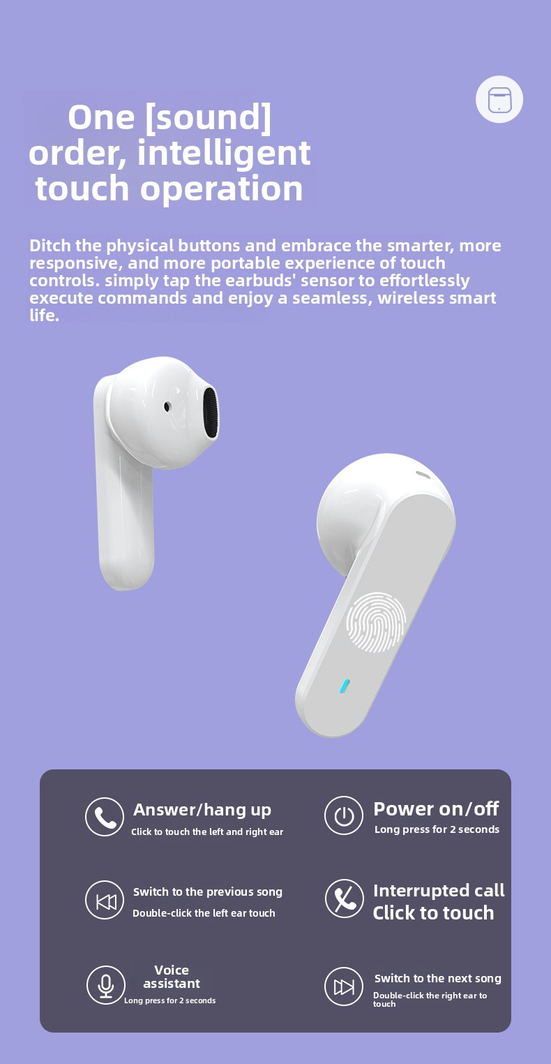 High-Value In-Ear Mini True Wireless for Earphones Lightweight Portable TWS for 5.0 Factory 10-15 Hours Battery Life detail