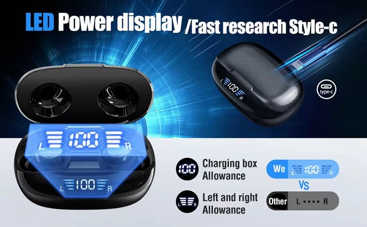 T9 Portable Bt 5.3 Wireless Mini In-ear Earphone 9D Stereo IPX7 Earphones Gaming Music Low Latency Tws Earbuds Wireless Earphone product view
