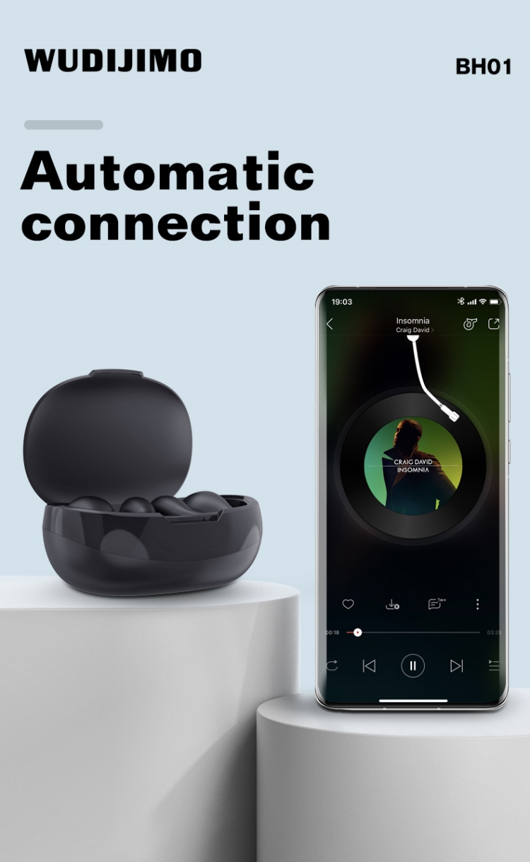 WUDIJIMO Wireless in Ear Earphones Noise Cancelling Waterproof Earclip Sport Wireless Earphones Headphones detail