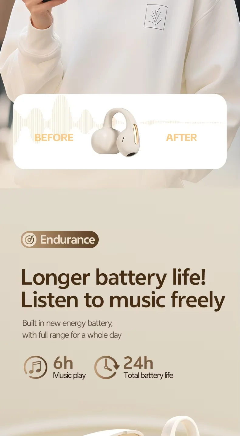 Best Seller M136 Open Ear Clip Earbuds 5.3 Bluetooth Sports Headphones HD Call Noise Cancelling LED Display Audifonos Bluetooth detail