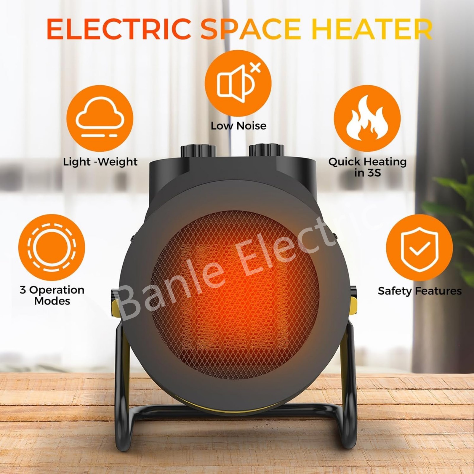 BL-SP1 New Electrostatic Portable 2500-2700V 2000W Metal Warm Air Blower Electric Heater 600-699 ft for Heating detail