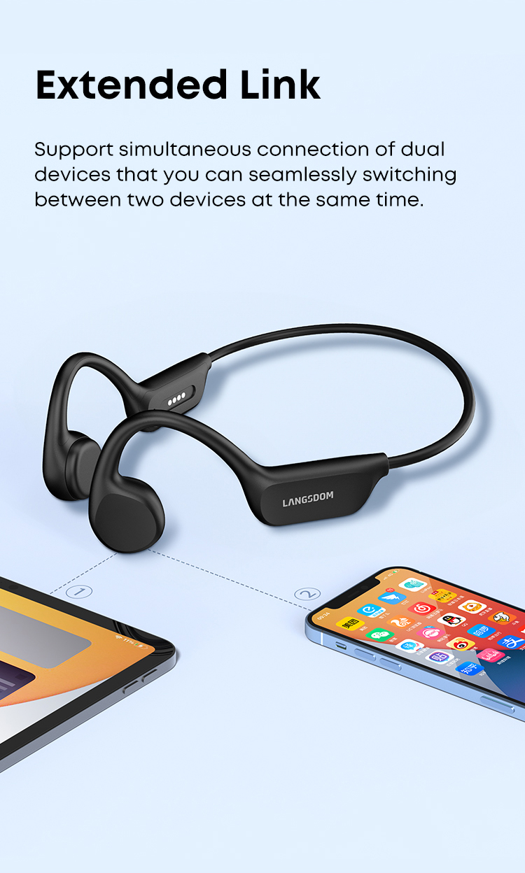 Custom OEM Bone Conduction Headphone Wireless Sport Earphones Open Ear TWS IPX8 Waterproof Bluetooth Headset With 16G TF Card detail