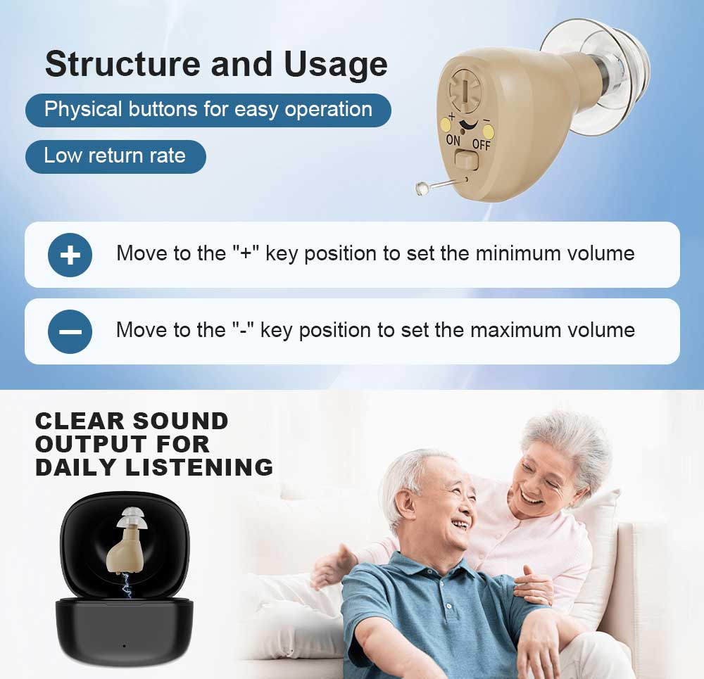 Mini Rechargeable ITE Hearing Aids OTC Analog Sound Amplifier Seniors Elderly Adults Noise Cancelling Eco-Friendly Professional detail