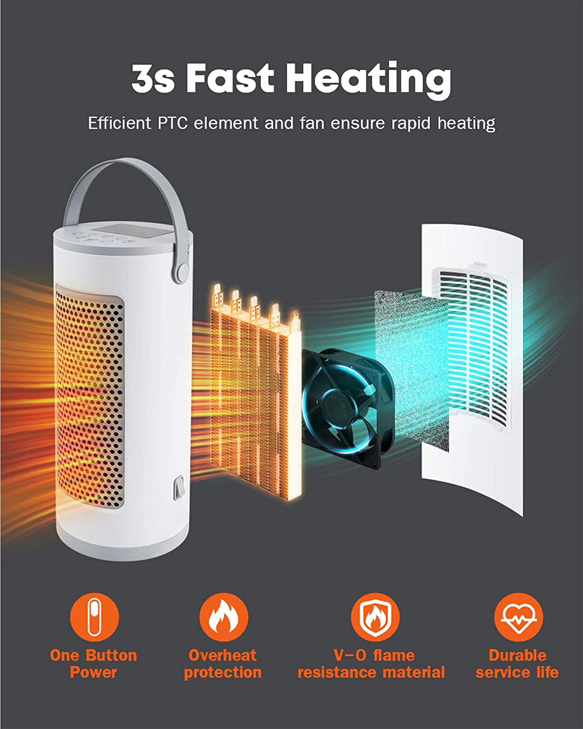 2000W Electric Portable Heater, Built-in Timer with Remote Control, Tip-Over & Overheat Protection for Home,Bedroom product view