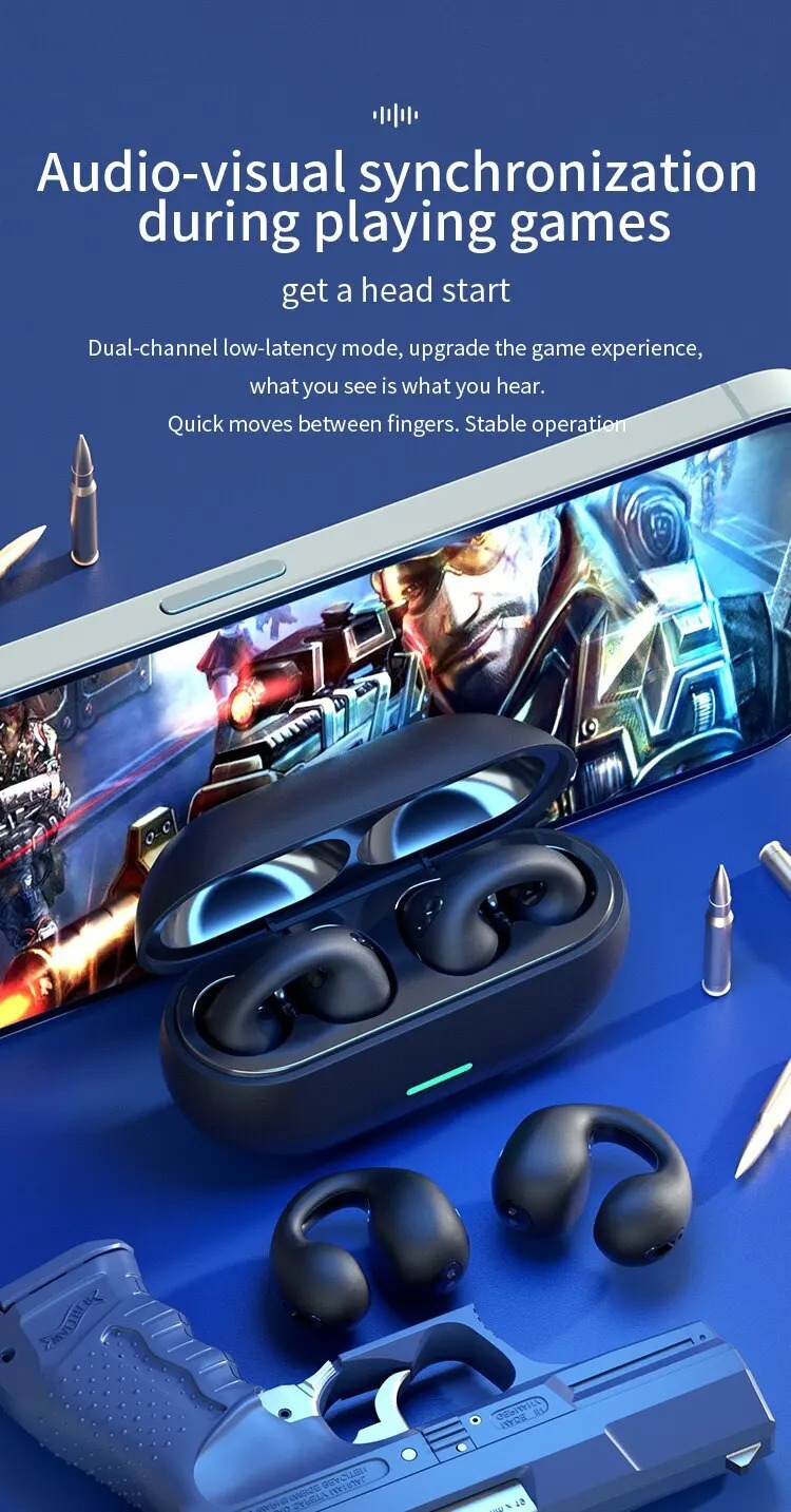 Clip-on  Earphones T75 TWS Earbuds Noise-Canceling Bone Conduction Earphones Wireless Sport Earbuds for Smart Phones detail