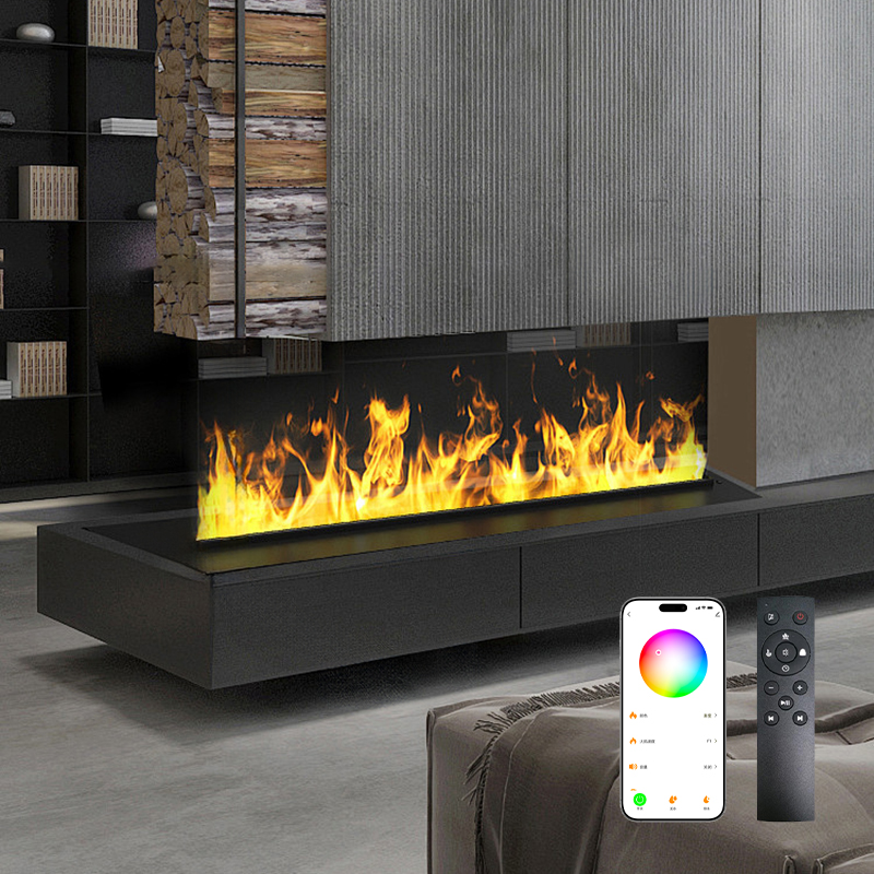 CE Certified Misting Fireplace Heater, Smart Remote, Dancing Flame, Humidifier for Modern Home Decor product view