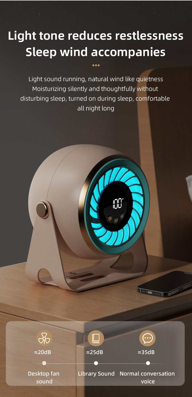 Wholesale Small Desktop Electric Fan Silent Plastic Turbine Circulation Wall Mount Charging Mini Portable Desk Air Cooling Fan detail