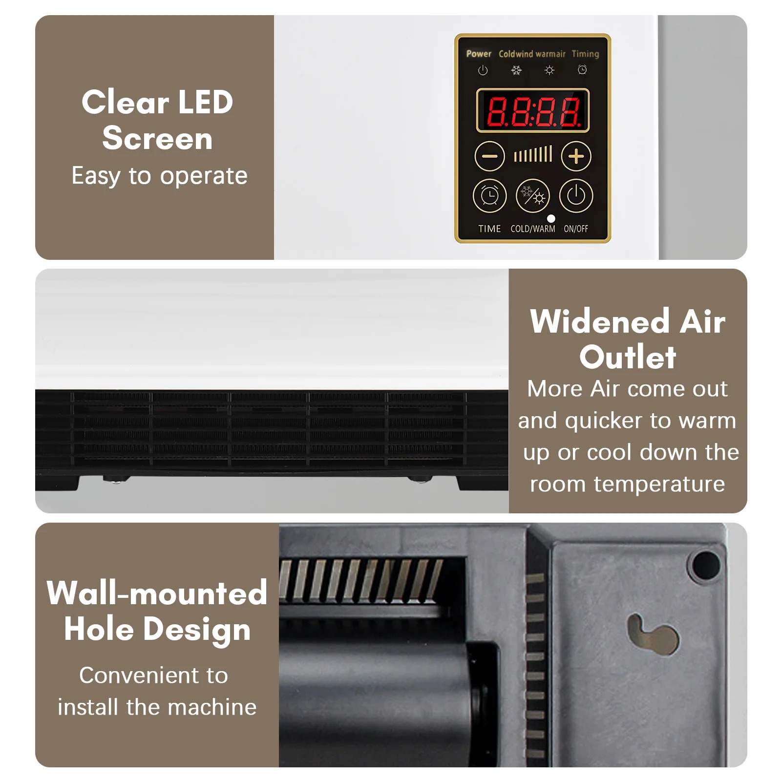 Wall Mounted Air Conditioner Cooling Heating Dual Use Hot Fan Household Wall Hanging Air Conditioner and Heater with Remote product view