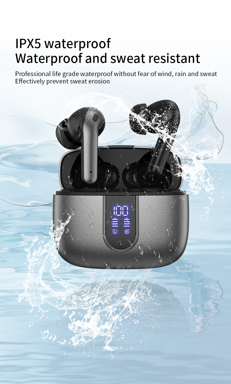 Hot-selling Noise-Canceling Wireless In-Ear Headphones with Digital Display Waterproof Sweatproof Long Battery Life BT Earphones detail