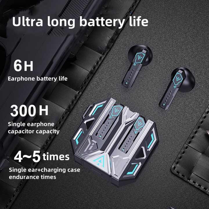 X39 Cyberpunk Design Gaming Wireless Earphone BT Headset Low Latency LCD Cool Breath Light High Quality TWS Sports Earbuds product view