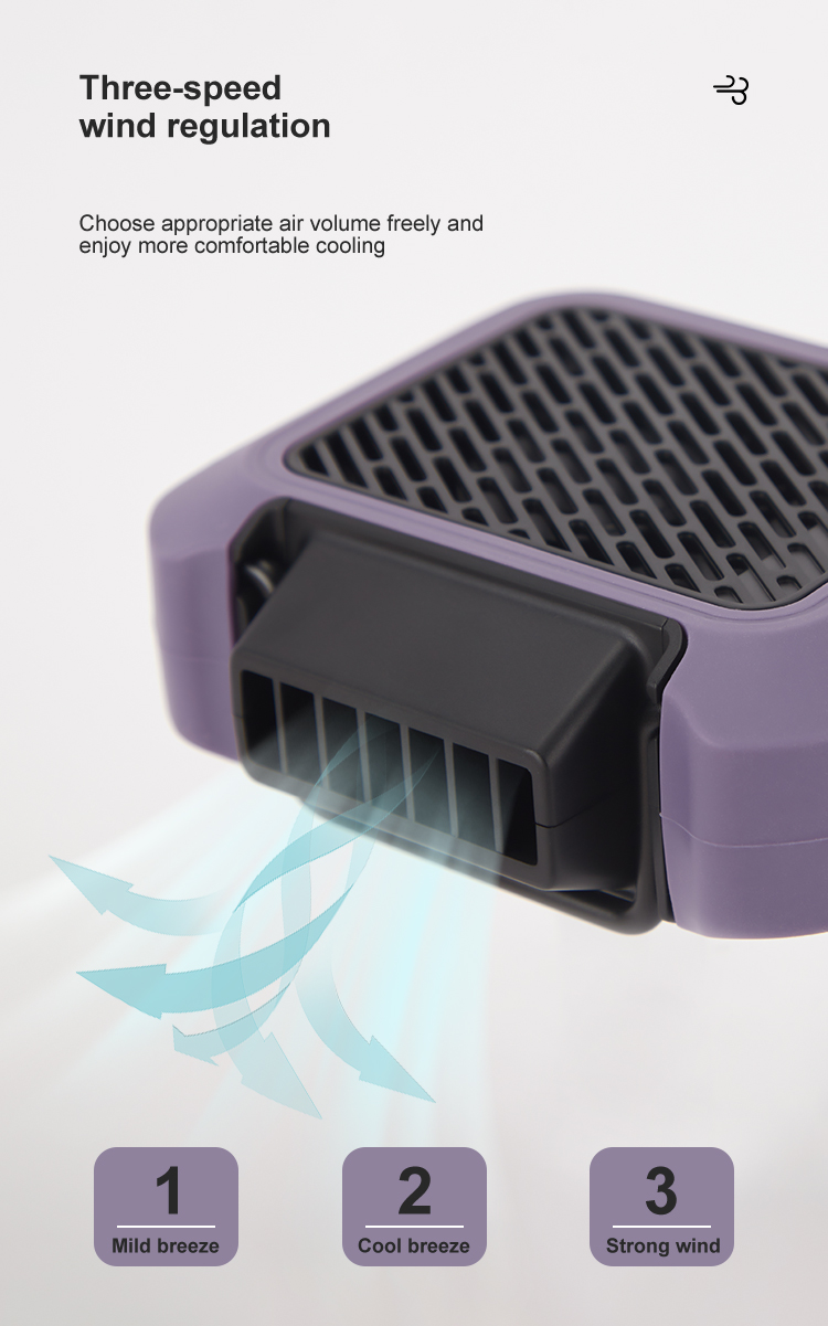 Hebron 6000mAh USB Powered Mini Waist Clip on Fan 15h Working Time 3 Speeds Portable Outdoor Rechargeable Table Car Installation detail
