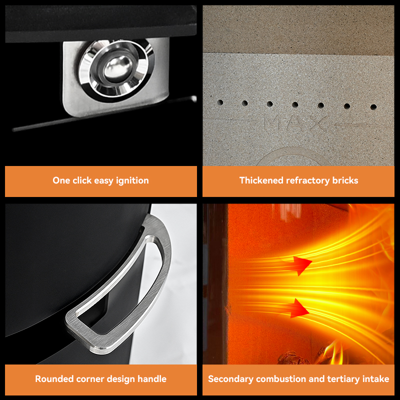 Round Style Modern Freestanding Black Steel Indoor Heating Wood Burning Stove Wood Heater Fireplace product view