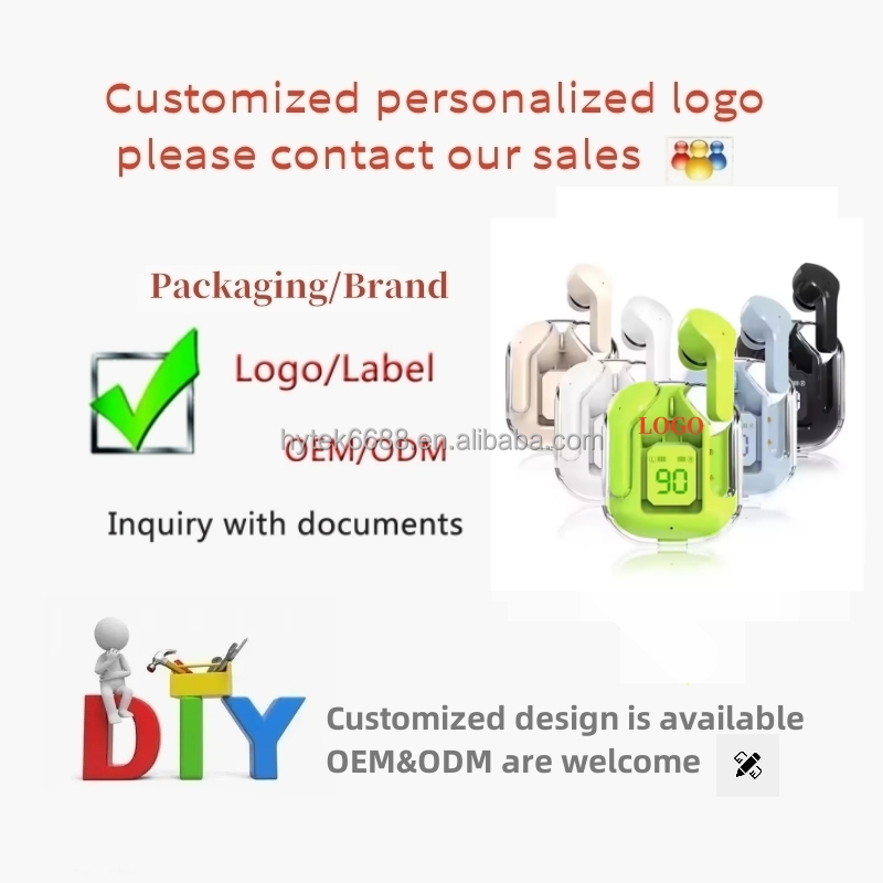 Custom Logo Transparent Earphone Type C TWS  Auriculares Air 31 Air31 Transparent Pods Auriculares Audifonos Wireless Headphone detail