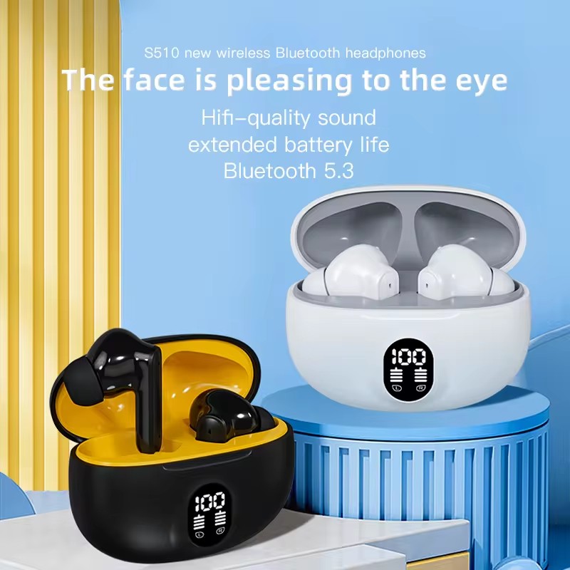 New Arrived Real S510 Mini Earphone BT5.3 in Ear Earbuds With Battery Display TWS Stereo Sport Headset Headphone detail