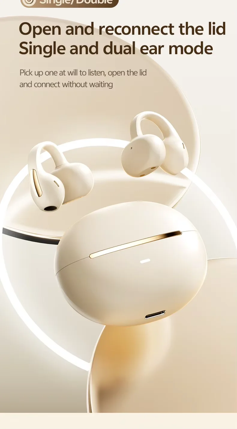 Best Seller M136 Open Ear Clip Earbuds 5.3 Bluetooth Sports Headphones HD Call Noise Cancelling LED Display Audifonos Bluetooth detail