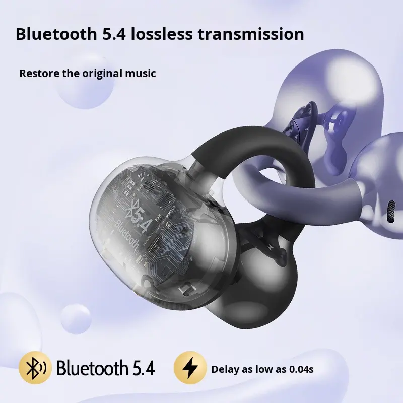 True Wireless Earbuds Earphone With Ear Clip BT V5.4 Long Lasting Battery AI Intelligent Noise Cancellation for Phone PC Laptop product view